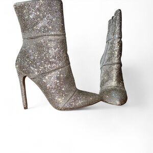 Steve Madden Winona Silver Stiletto Boots